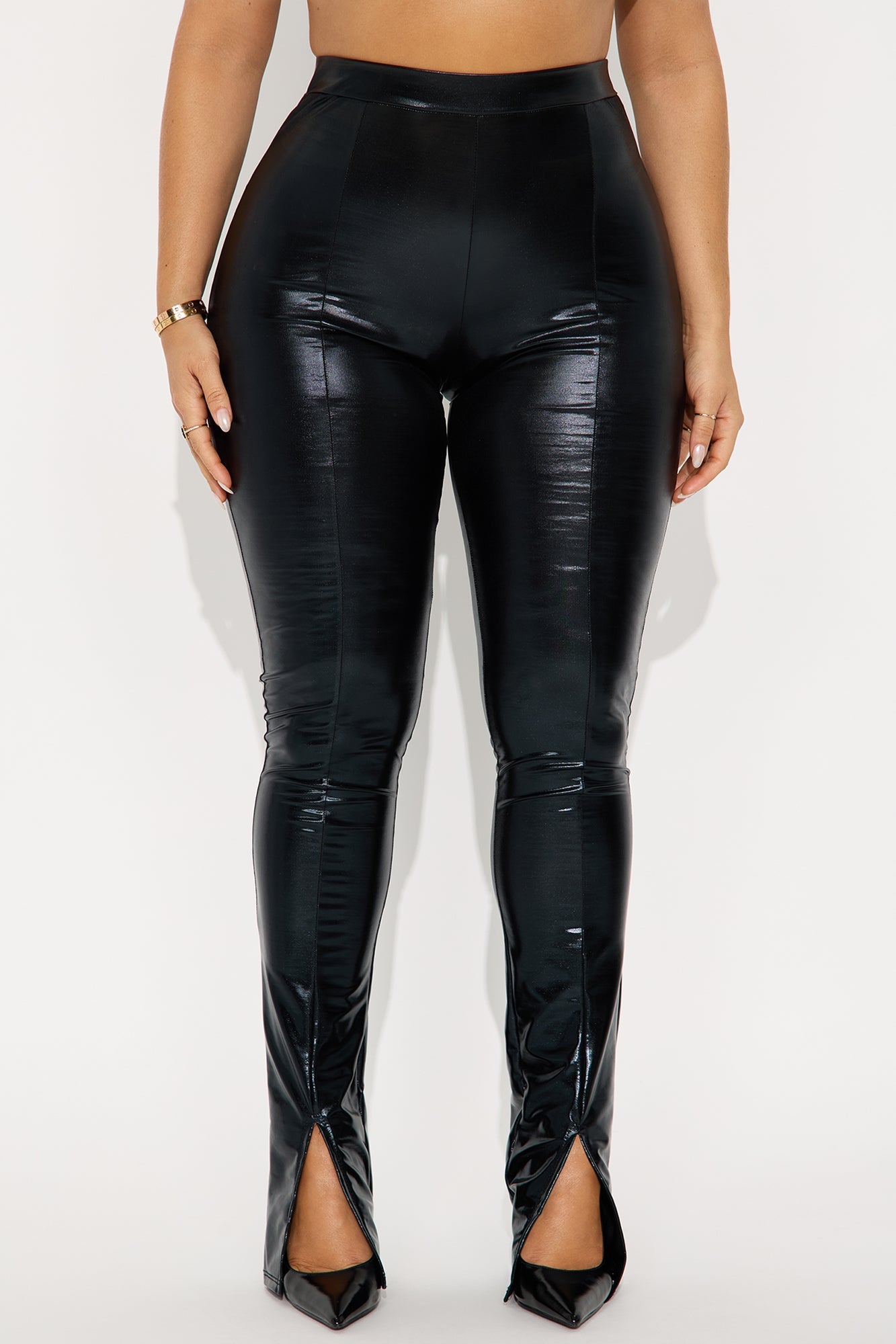 Sleek Surprise Faux Leather Legging - Black