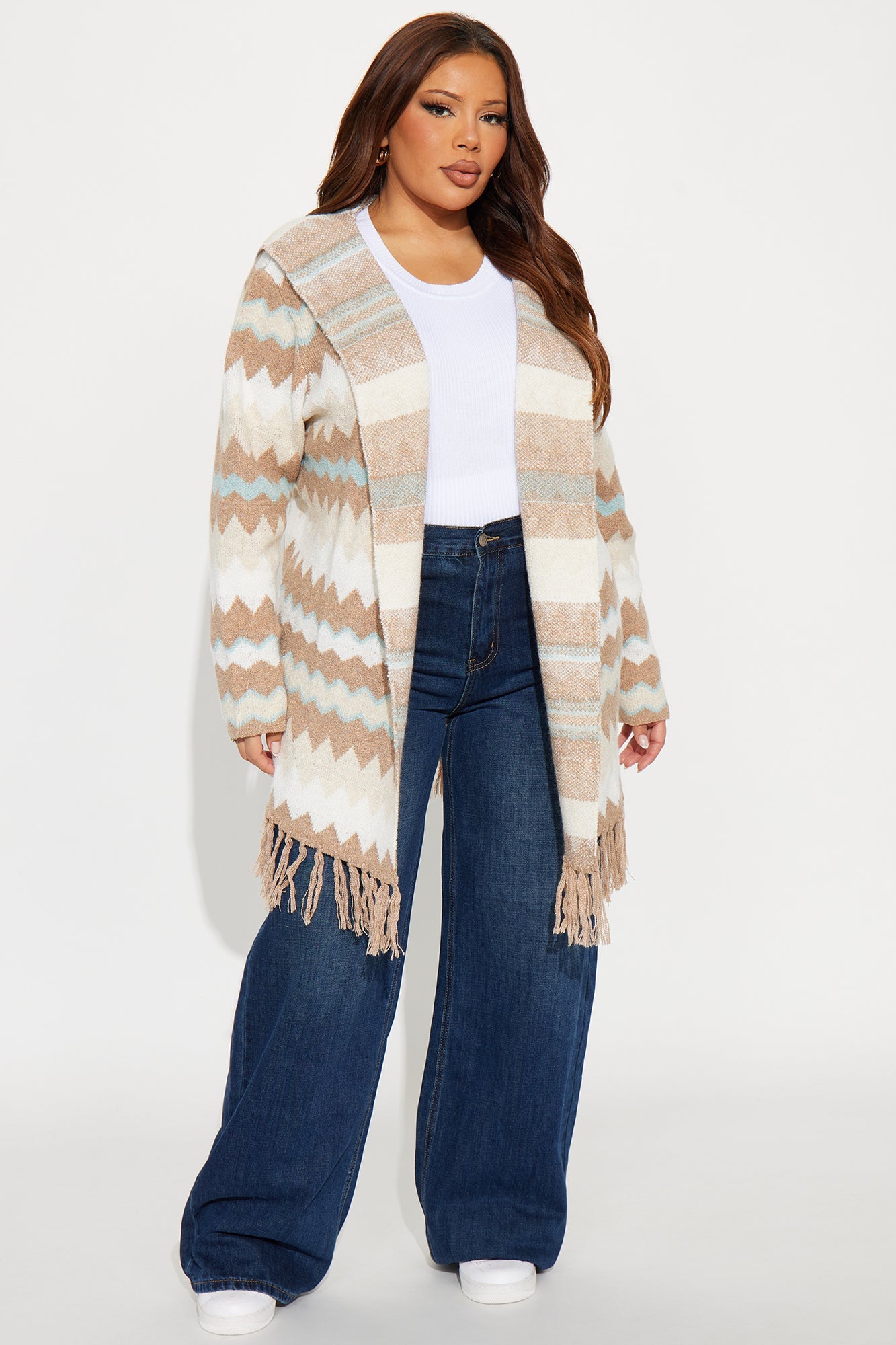 In Love with The Fringe Life Cardigan - Mocha/combo