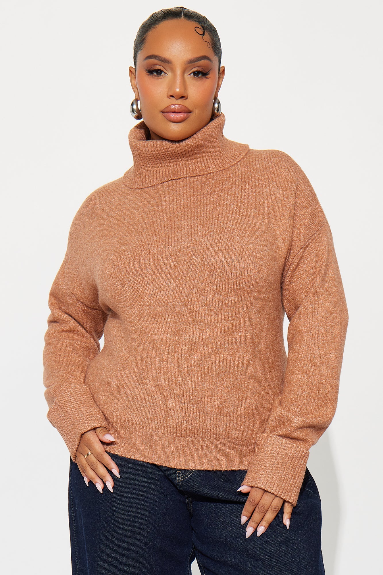 Healing Therapy Turtle Neck Sweater - Mocha