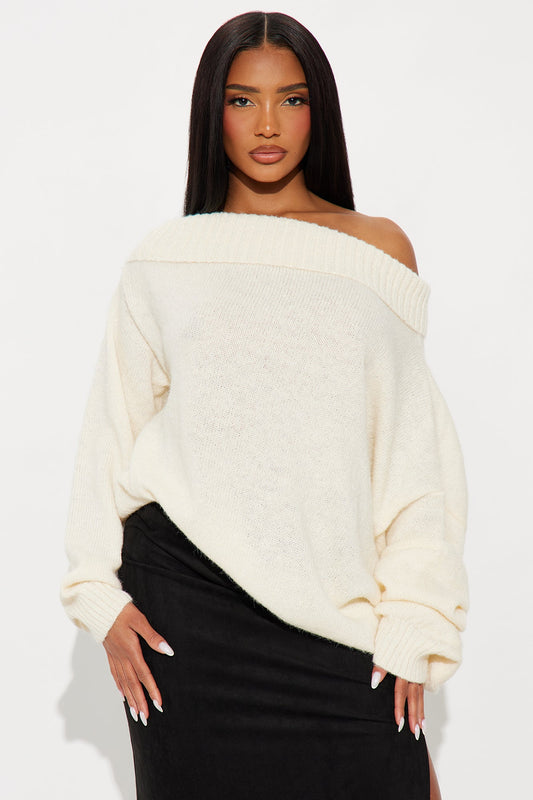 Casual Slay Oversized Sweater - Ivory