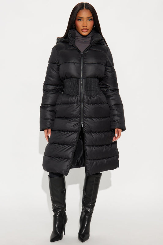 Tanya Puffer Trench Coat - Black