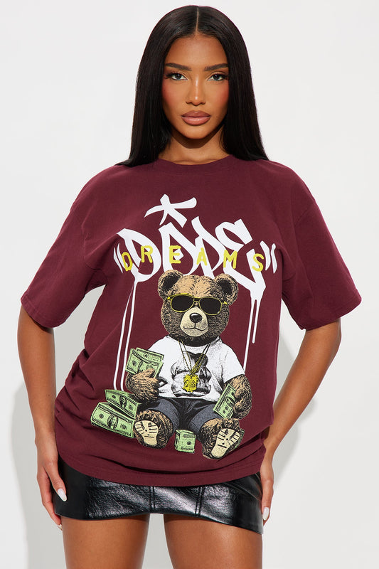 Dope Bear Vintage Wash Tee - Burgundy