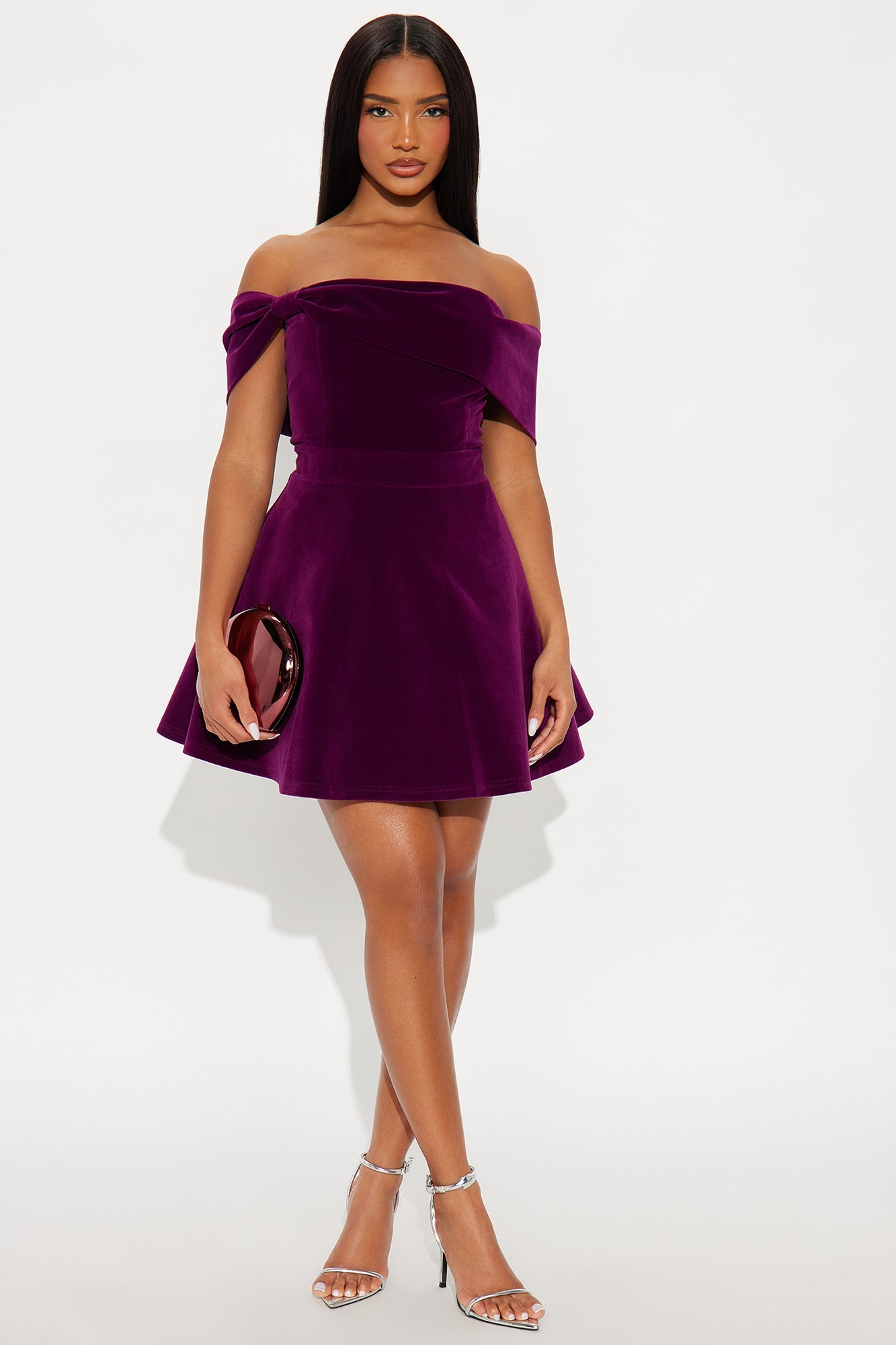 She Is The Moment Strapless Velvet Mini Dress - Purple