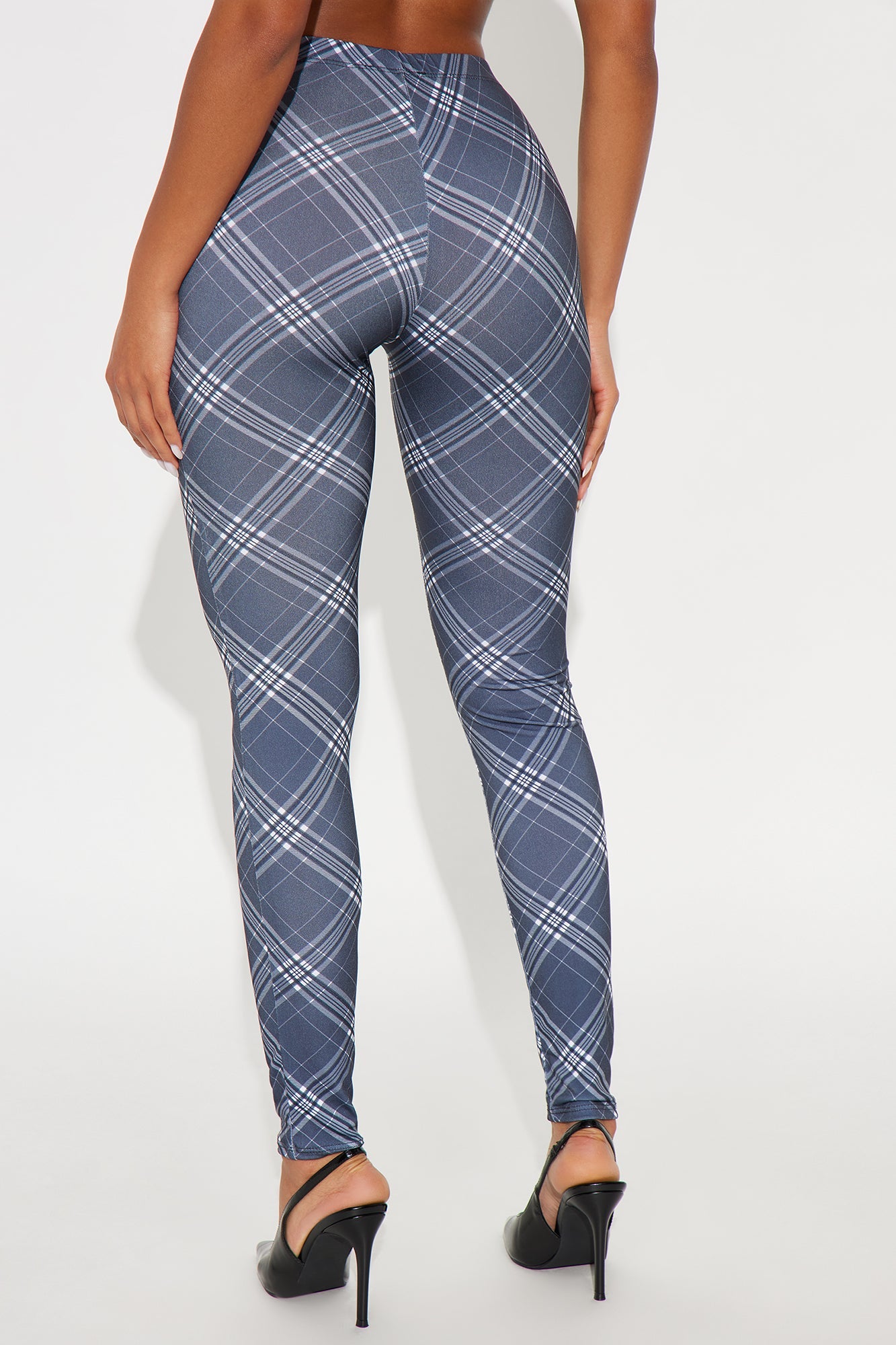 Carmen Mid Rise Plaid Legging - Grey/combo