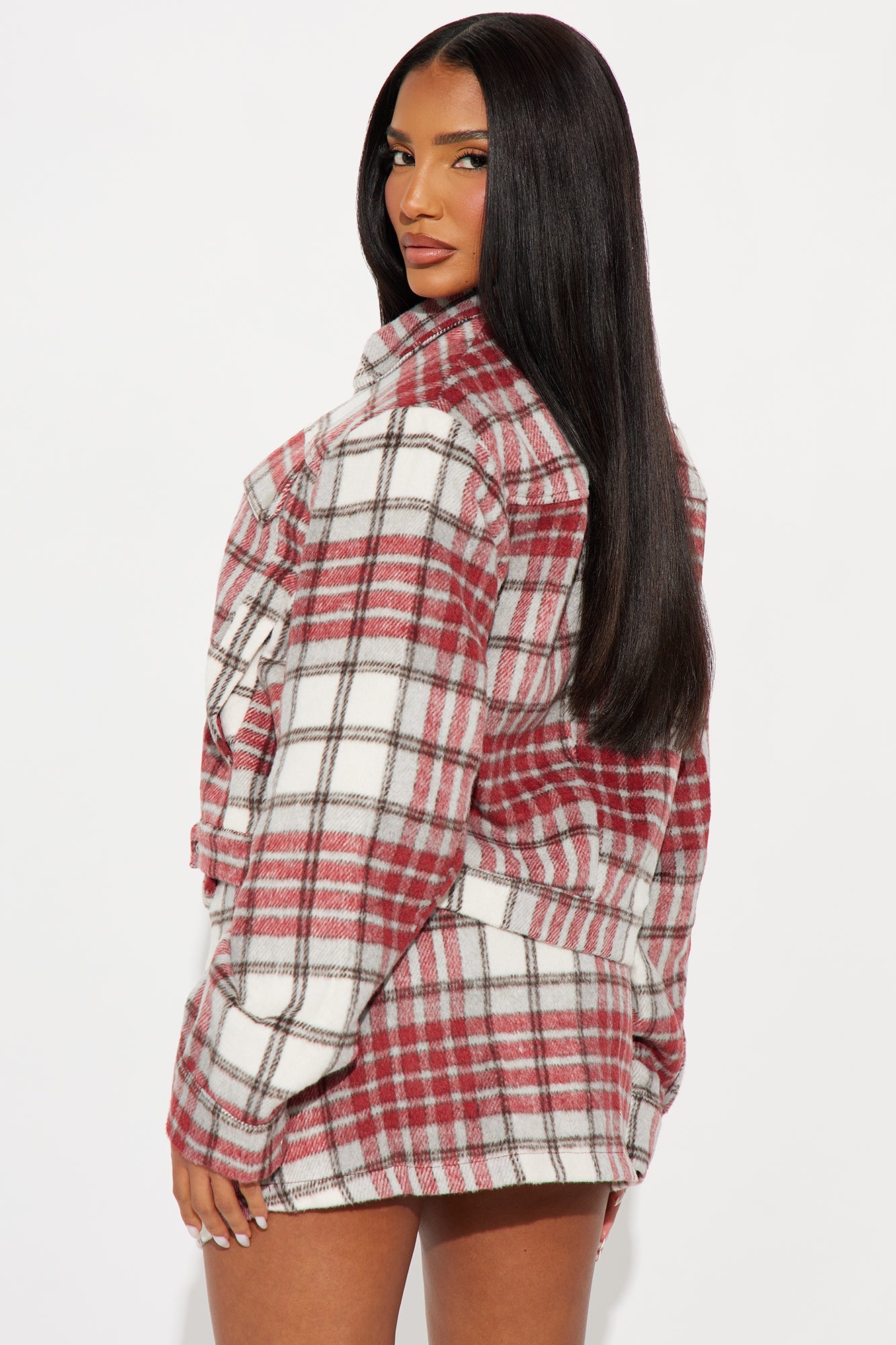 Elyana Plaid Mini Skirt Set - Red/combo
