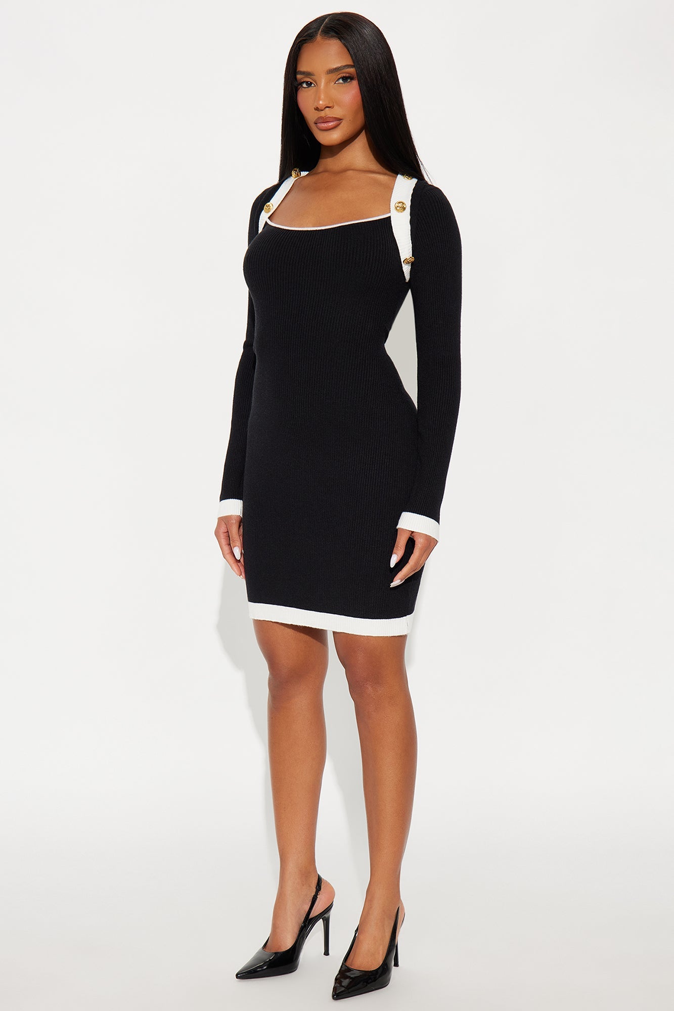 Catching Up Mini Dress - Black/White