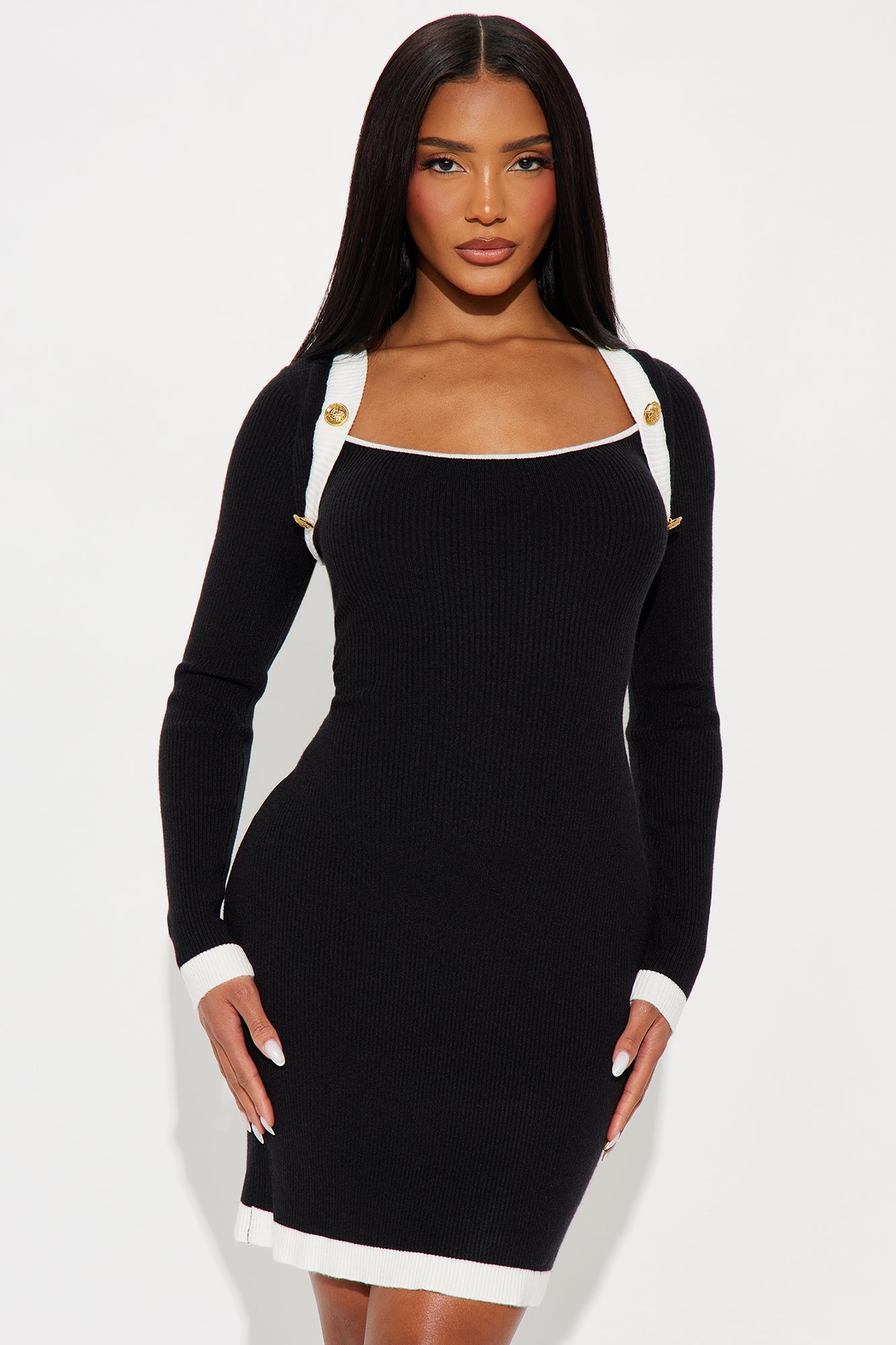 Catching Up Mini Dress - Black/White