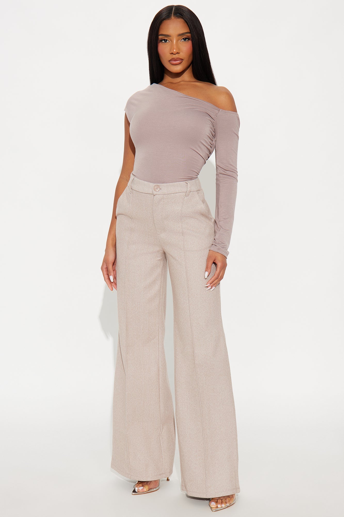 Marlena High Rise Wide Leg Pant 33 - Beige