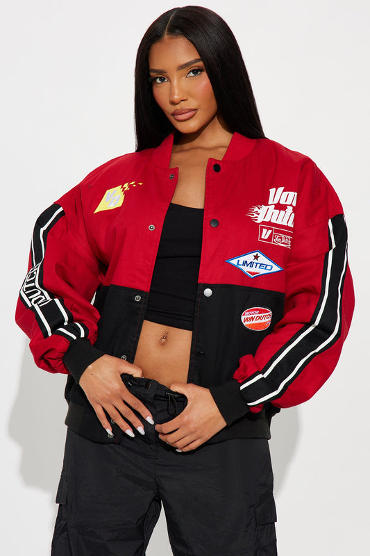 Von Dutch Twill Racing Jacket - Black/Red