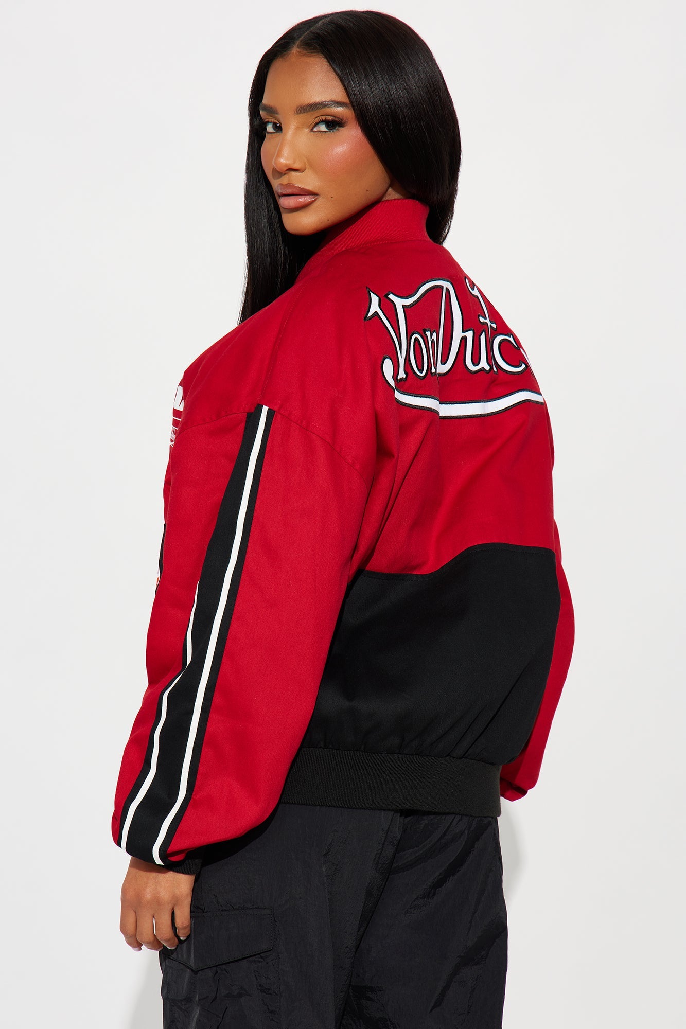Von Dutch Twill Racing Jacket - Black/Red