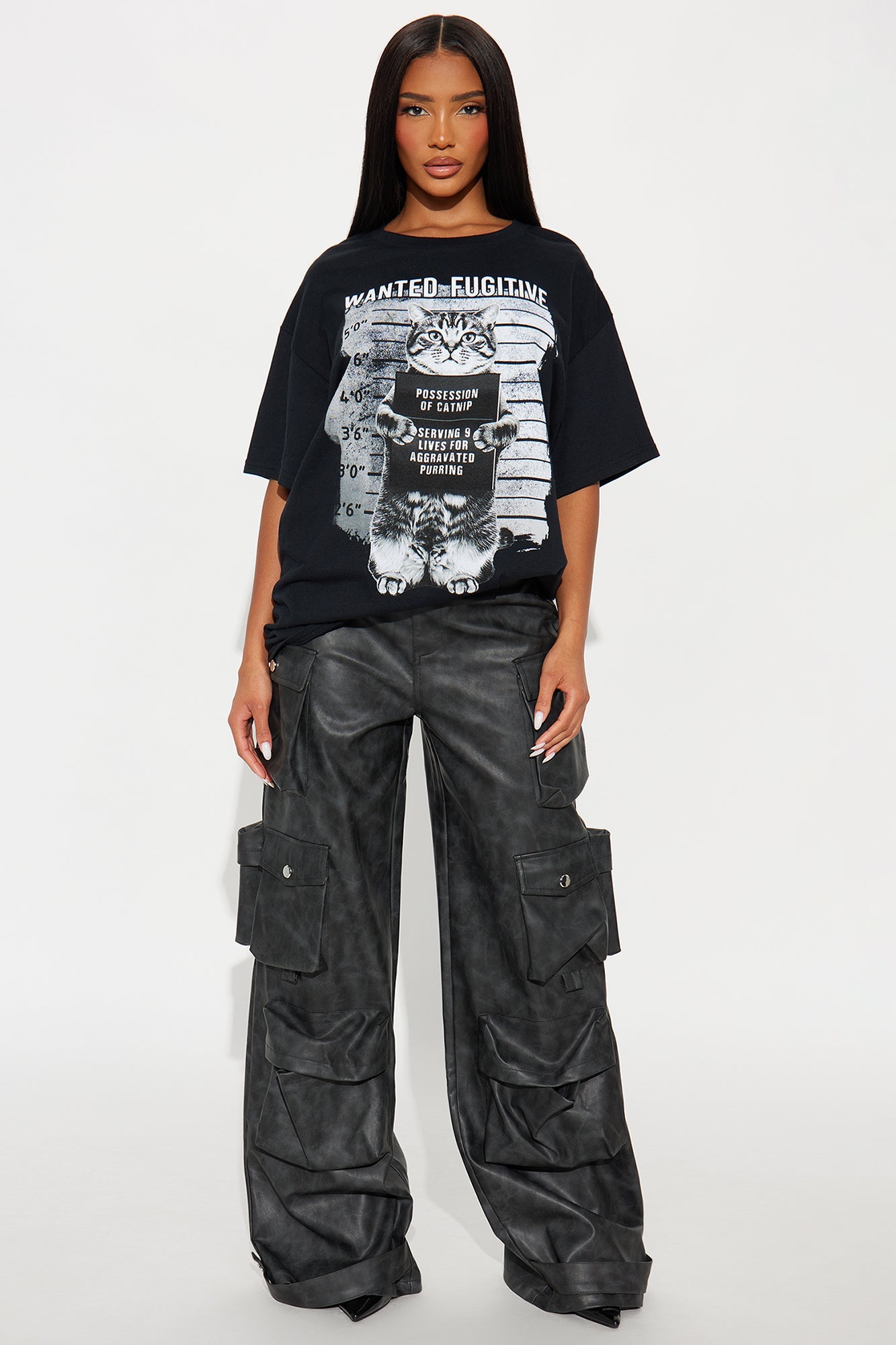 Kitty Mug Shot Tee - Black