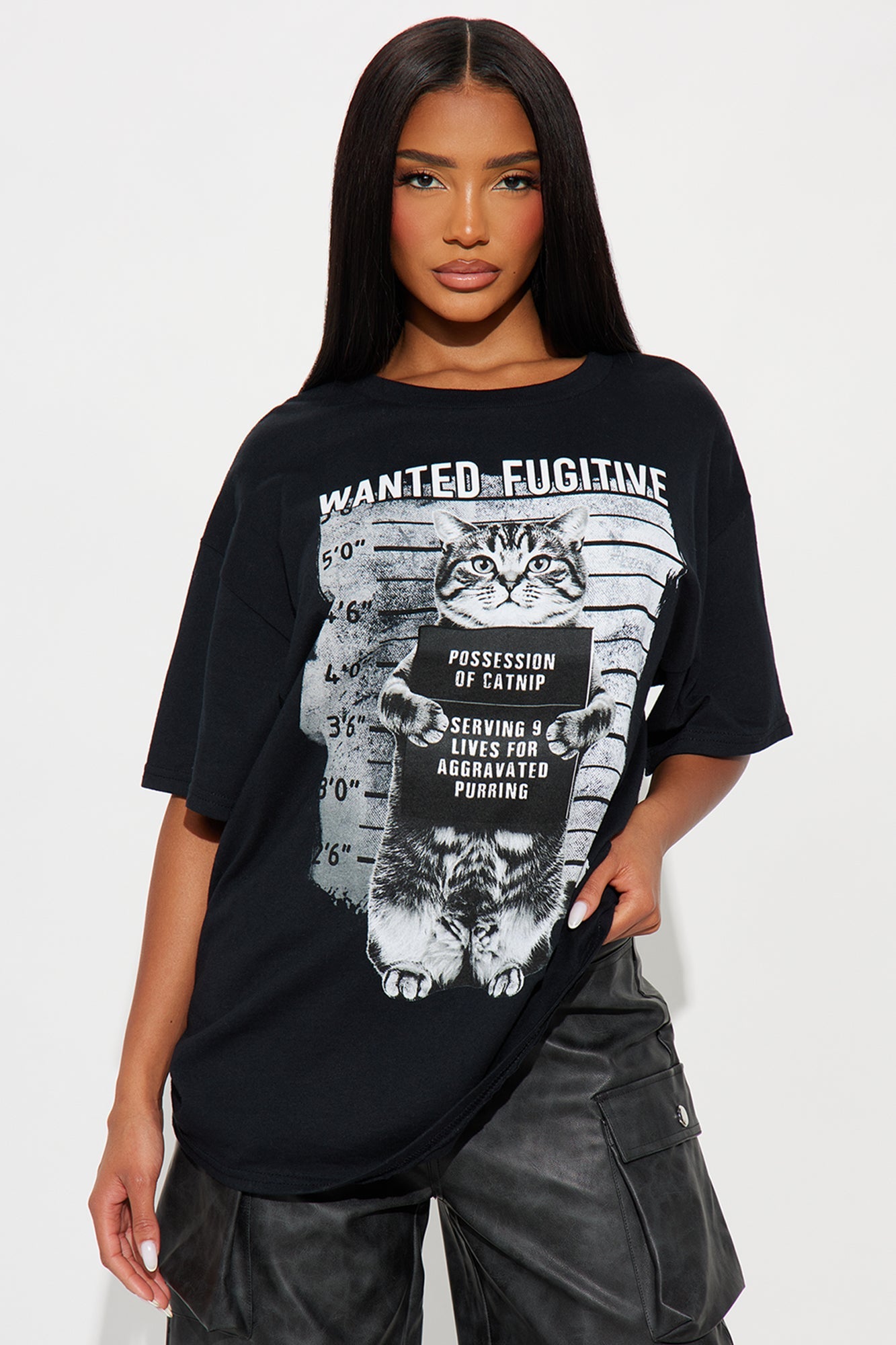 Kitty Mug Shot Tee - Black