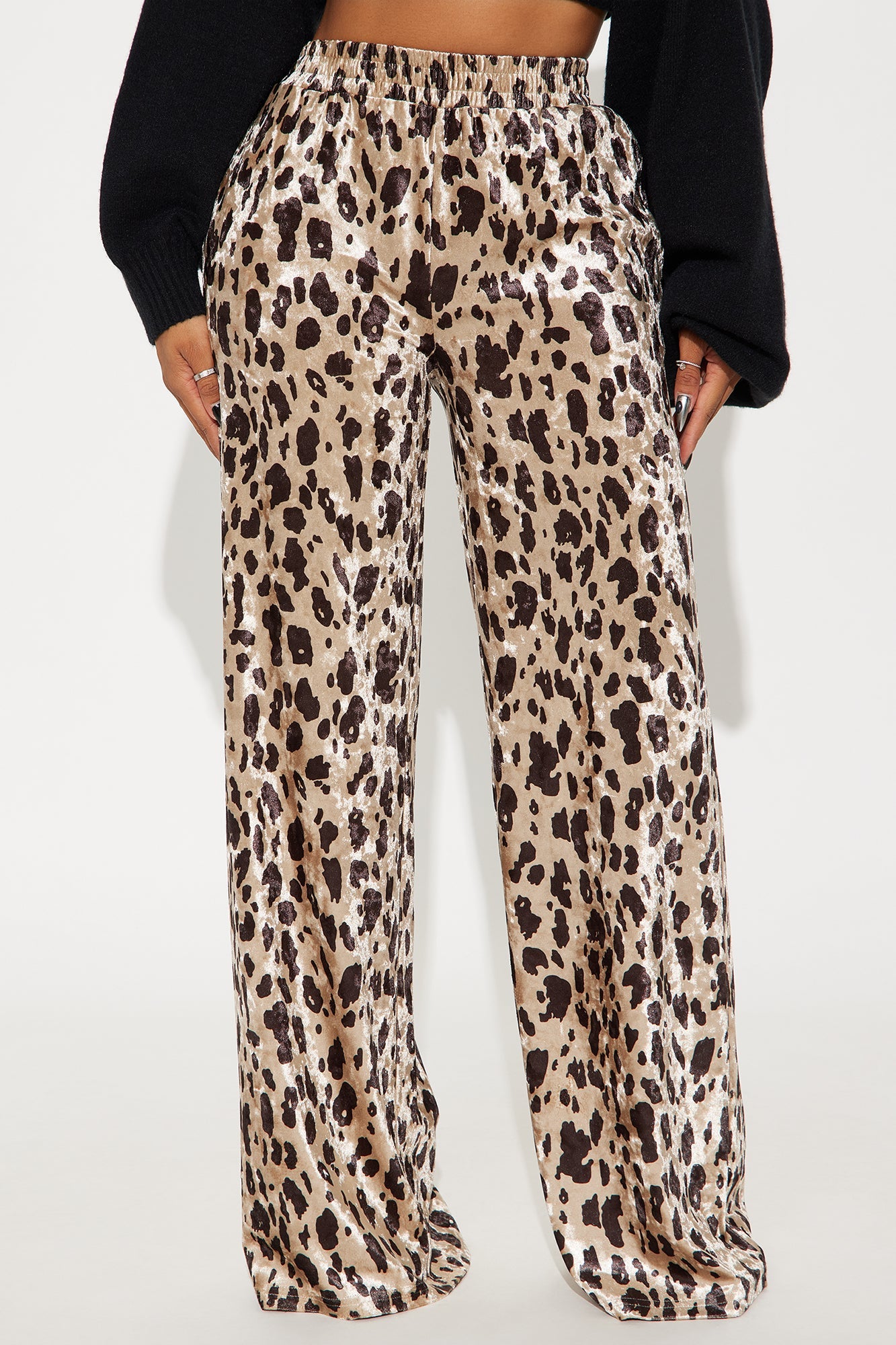 Gia Velvet Leopard Wide Leg Pant 32″ - Leopard
