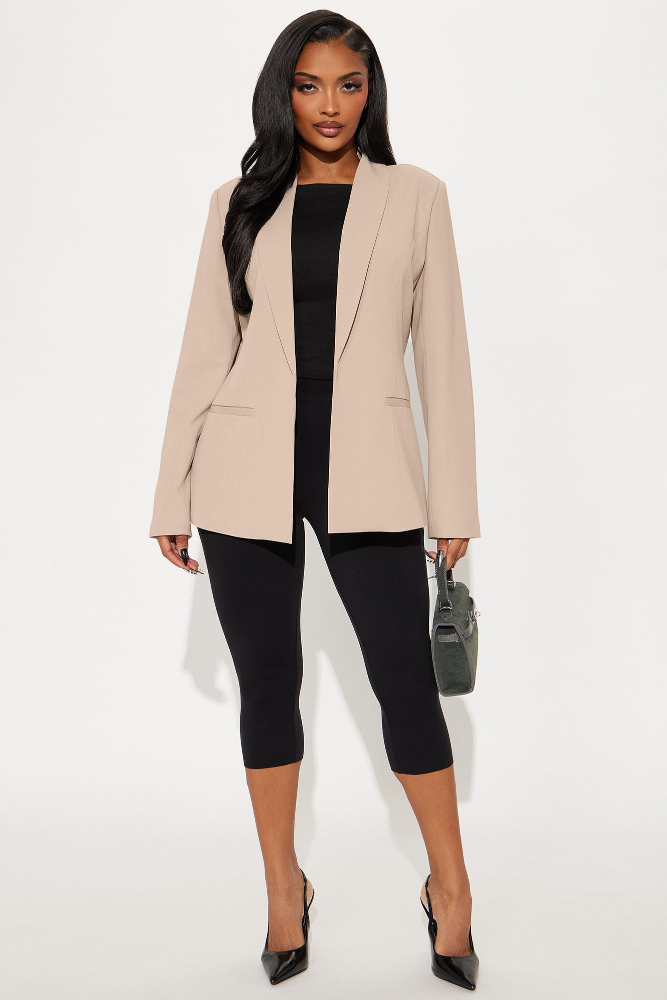 Gemma Open Crepe Blazer - Taupe