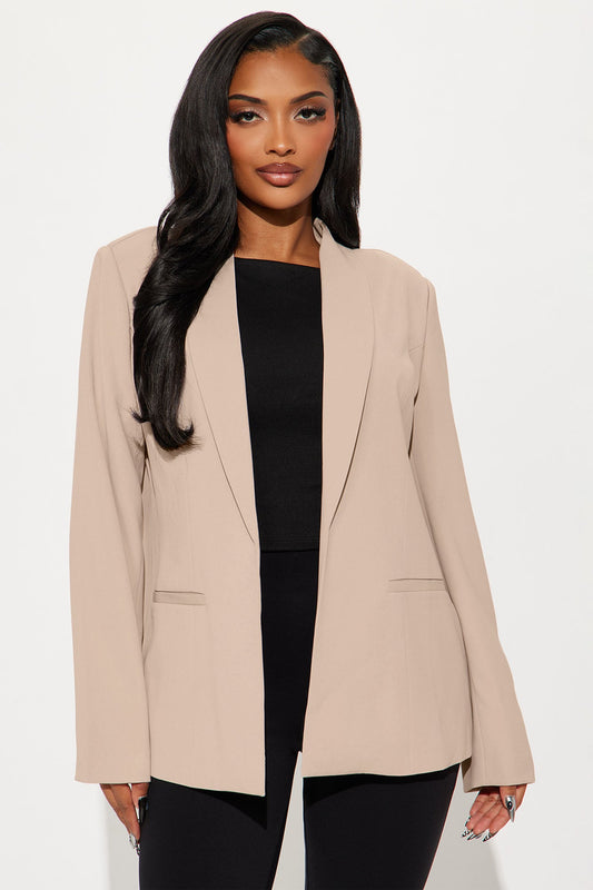 Gemma Open Crepe Blazer - Taupe