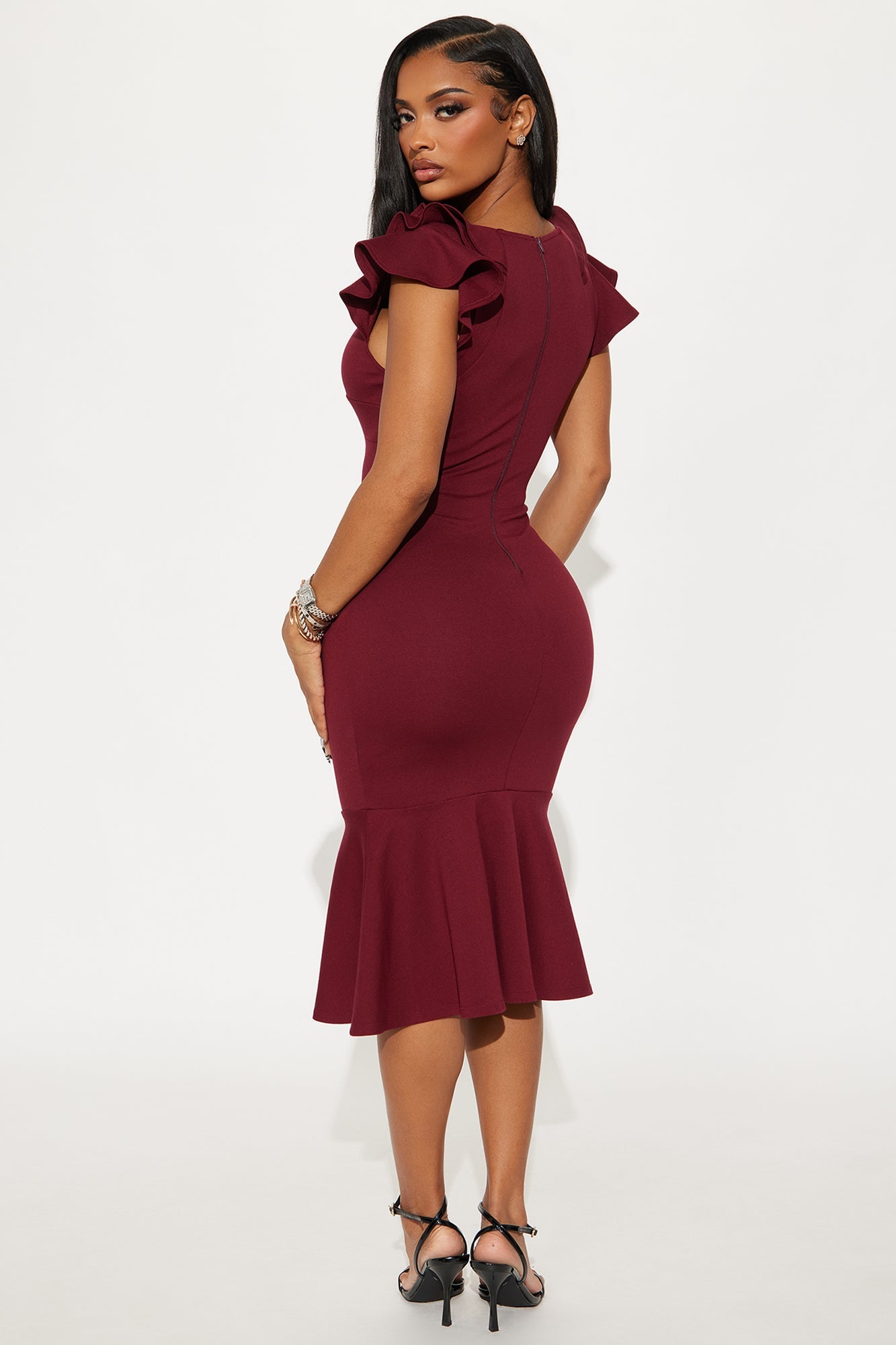 Celia Body Sculpt Ponte Midi Dress - Burgundy