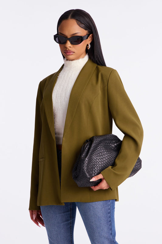 Gemma Open Crepe Blazer - Olive