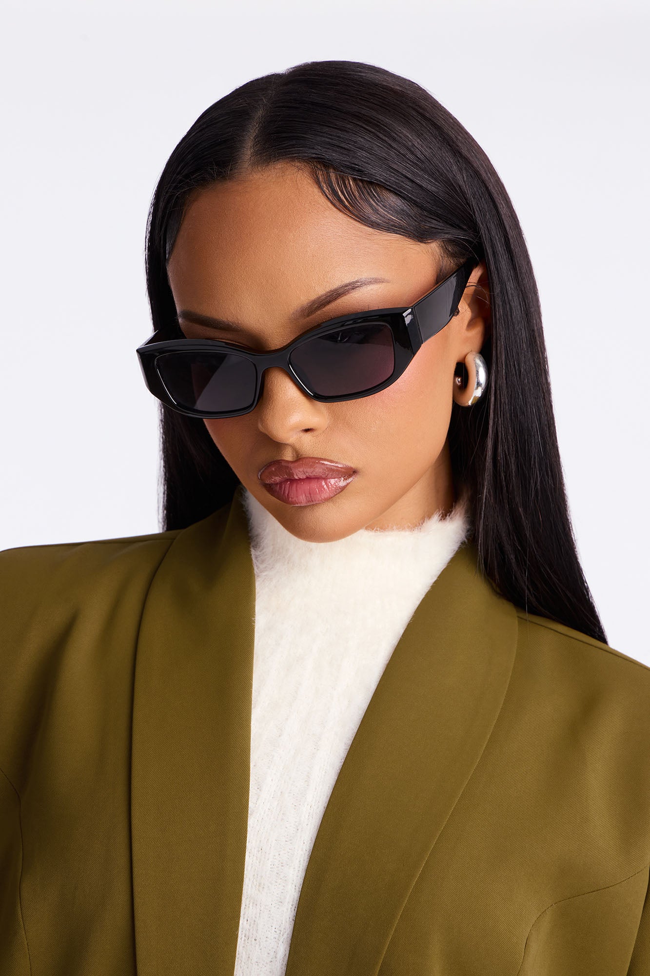 Gemma Open Crepe Blazer - Olive