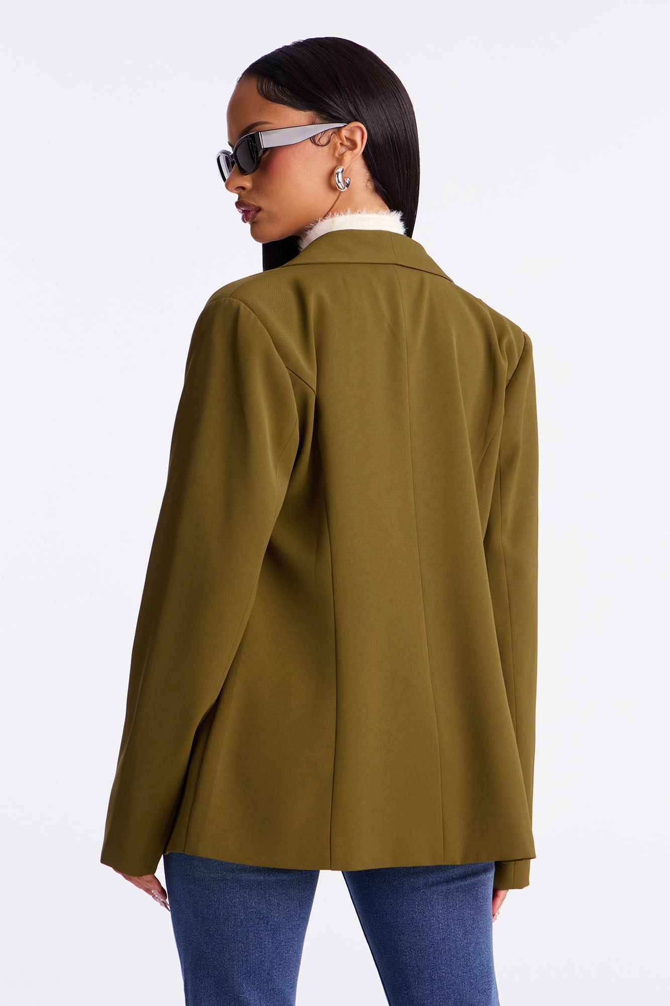 Gemma Open Crepe Blazer - Olive