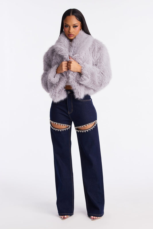 You Belong With Me Stretch Embellished Straight Leg Jeans - Dark Denim