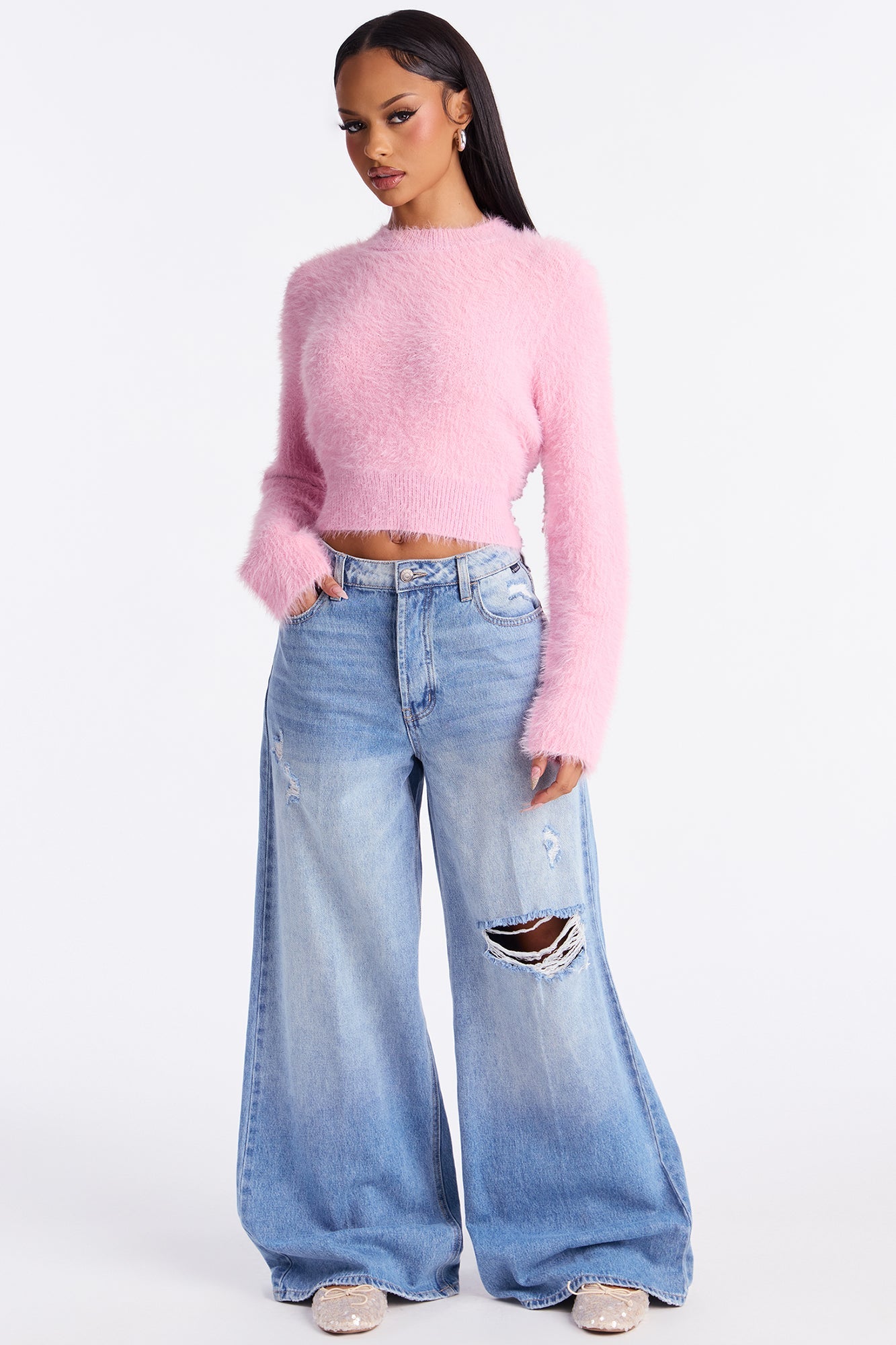 Fur Baby Fuzzy Sweater Top - Pink