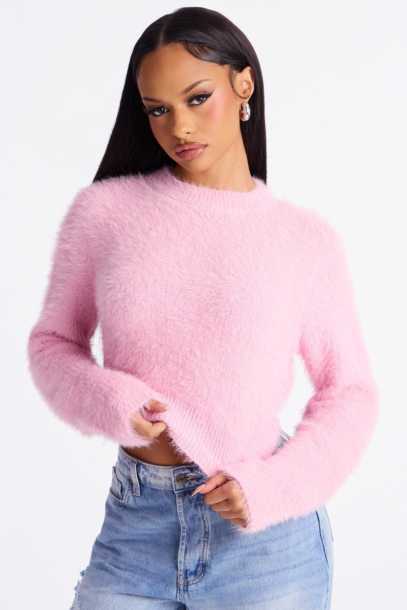 Fur Baby Fuzzy Sweater Top - Pink