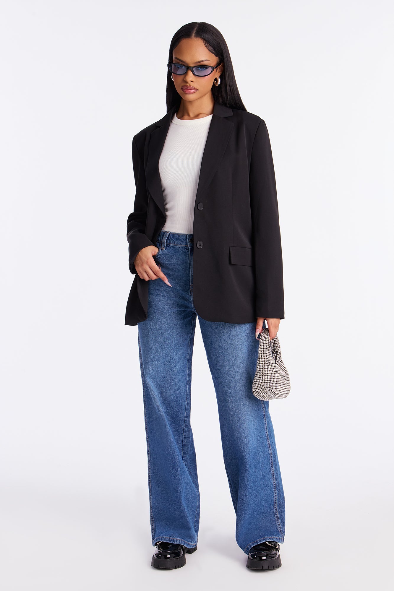 Gemma Open Crepe Blazer - Black