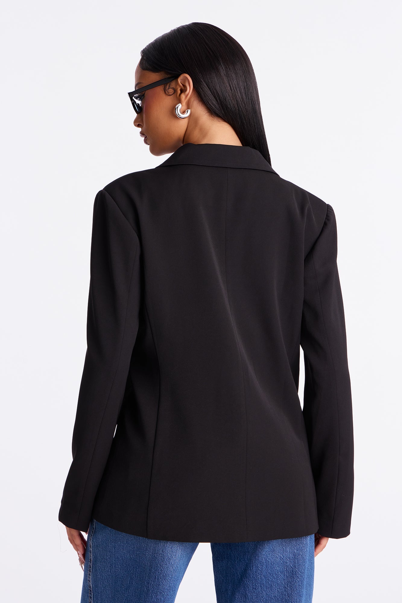 Gemma Open Crepe Blazer - Black