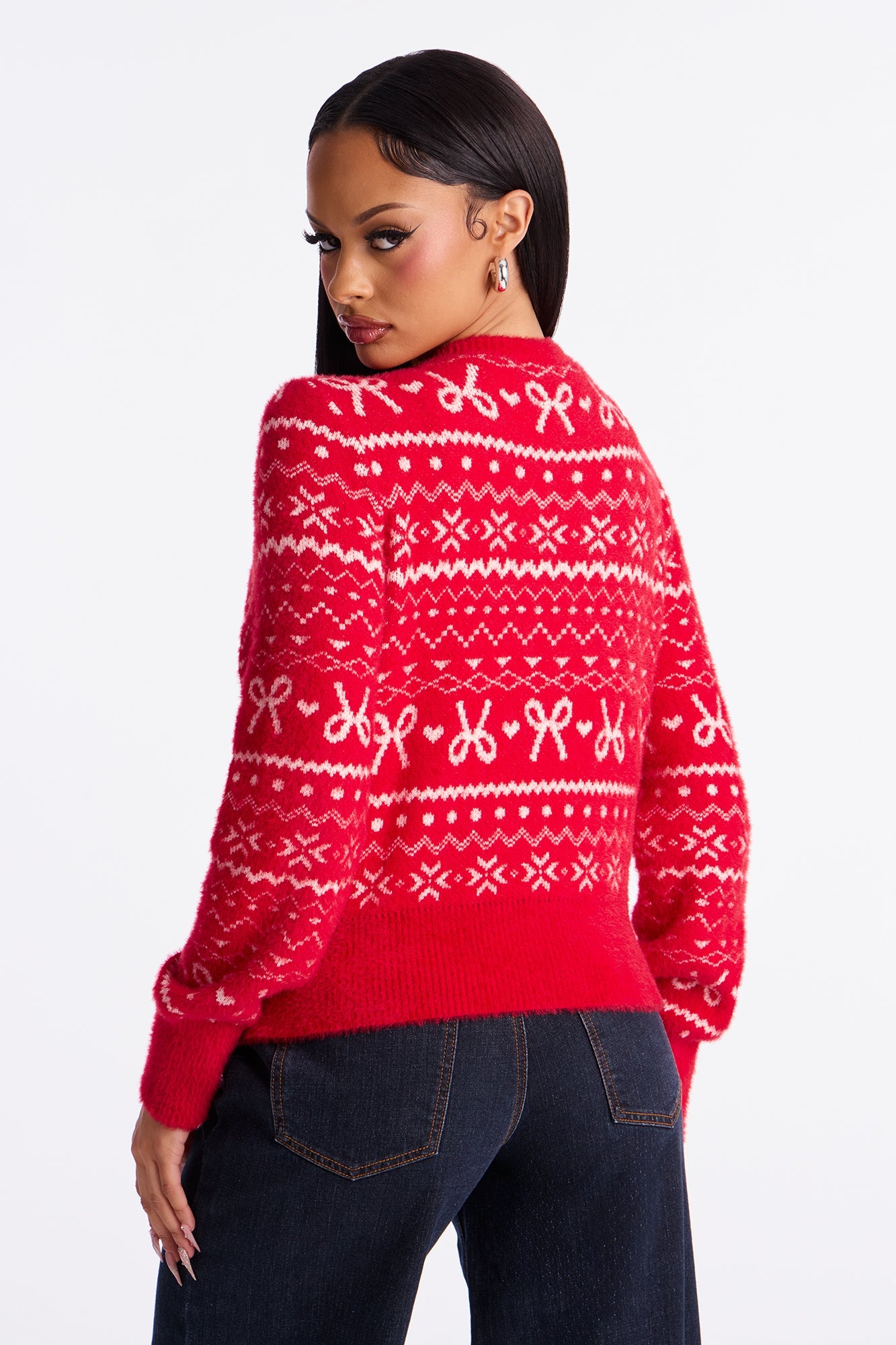 Christmas Mornings Pullover Sweater - Red/combo