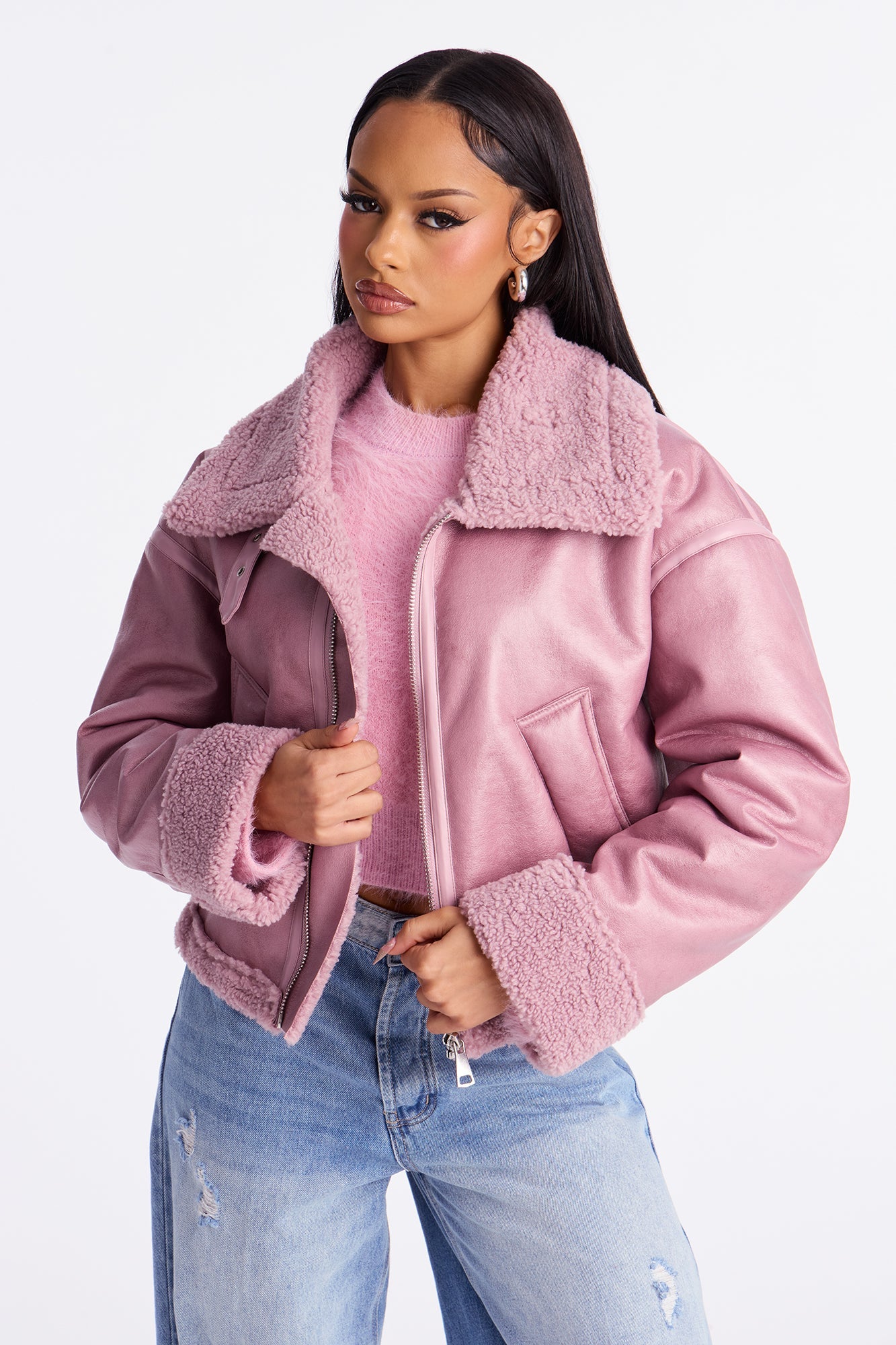 Taytum Faux Leather Jacket - Lavender