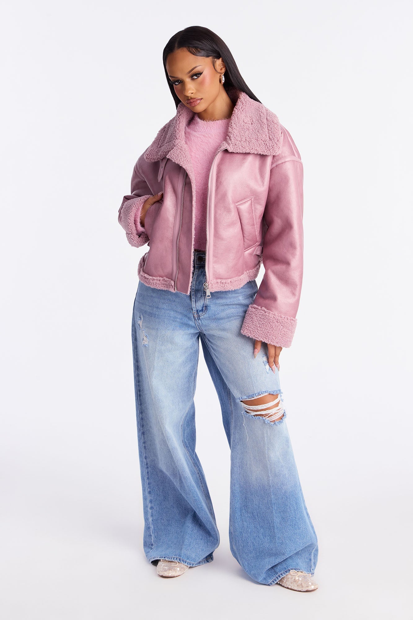 Taytum Faux Leather Jacket - Lavender