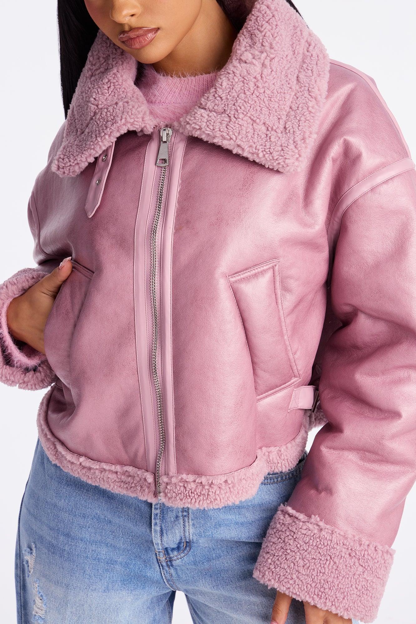 Taytum Faux Leather Jacket - Lavender