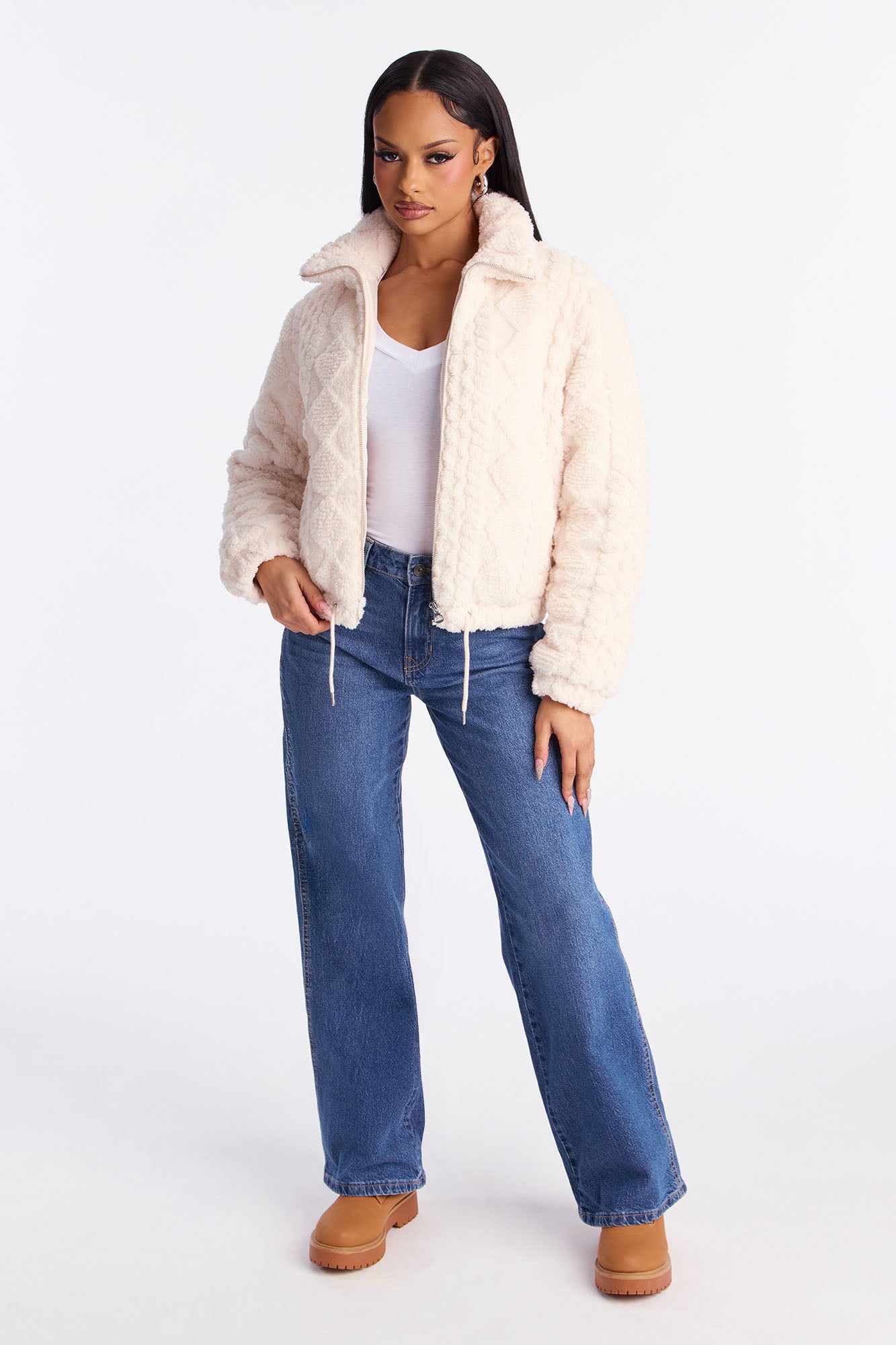 Frosted Dreams Faux Fur Puffer Jacket - Cream