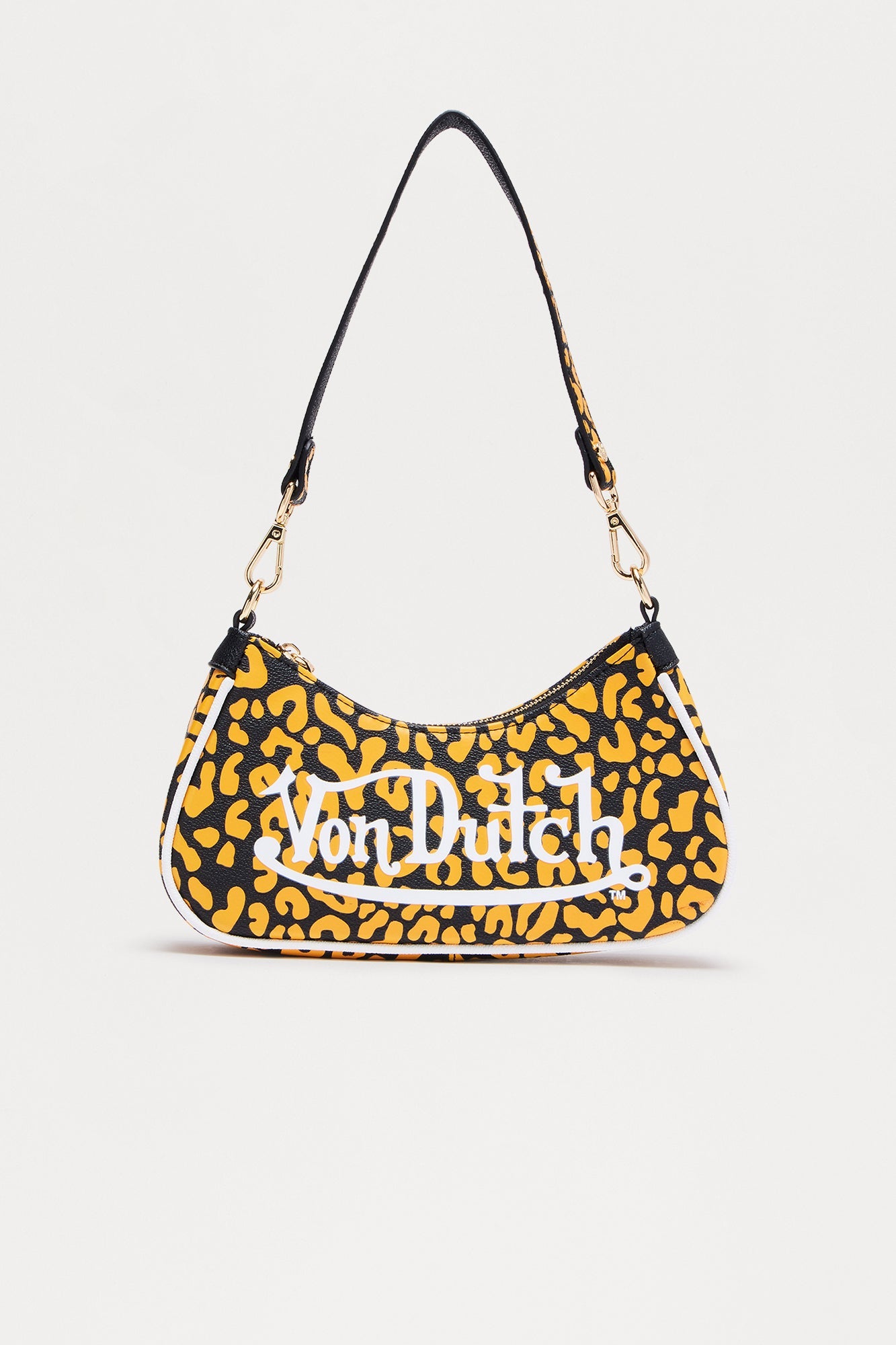 Cheetah Guuurl Faux Leather Von Dutch Shoulder Bag - Orange/combo