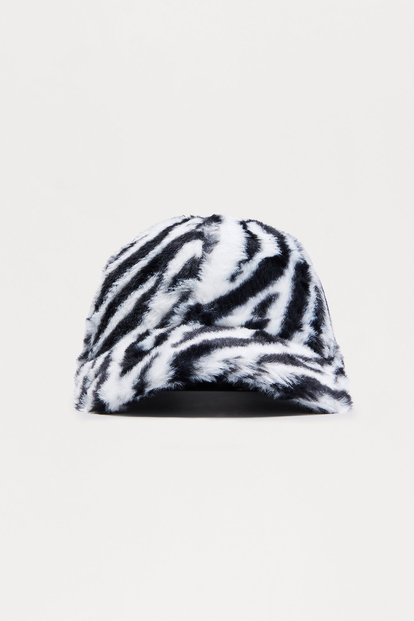 Striking Pose Faux Fur Baseball Hat - White/Black