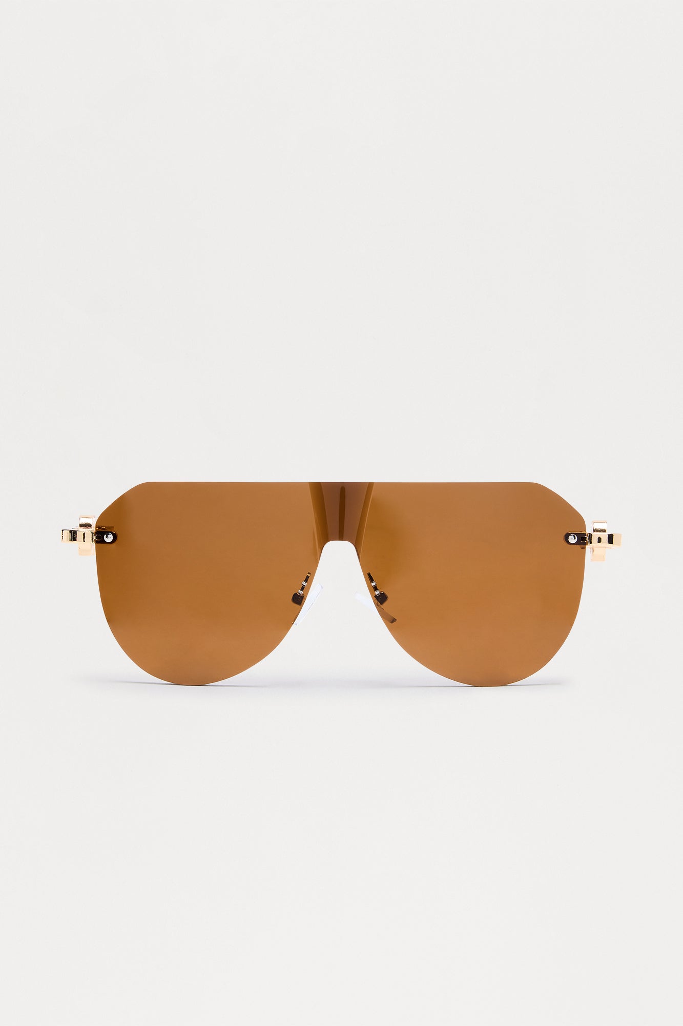 Kayla Rimless Aviator Sunglasses - Brown