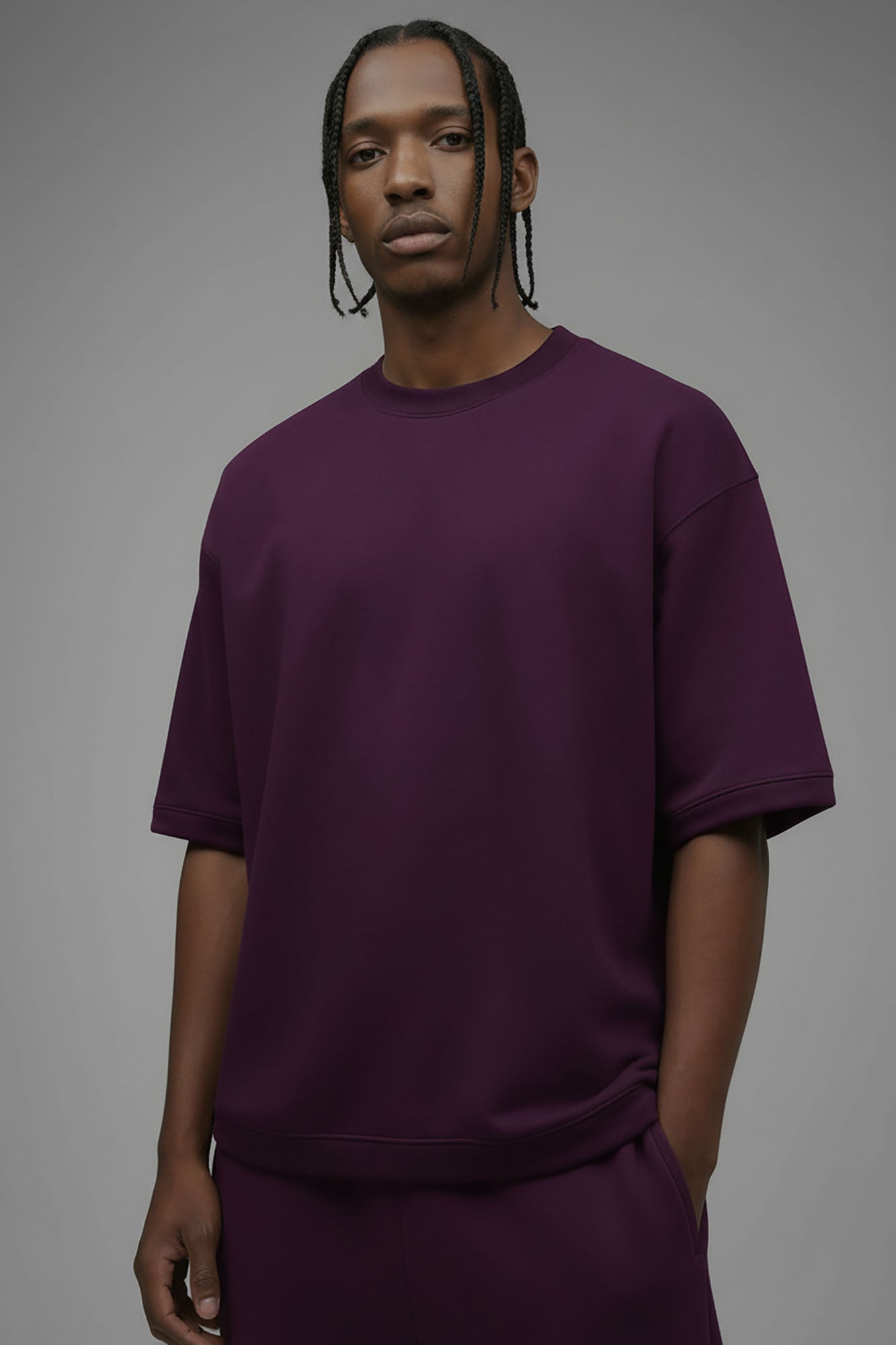 410 Oversized Fleece Tee - Plum