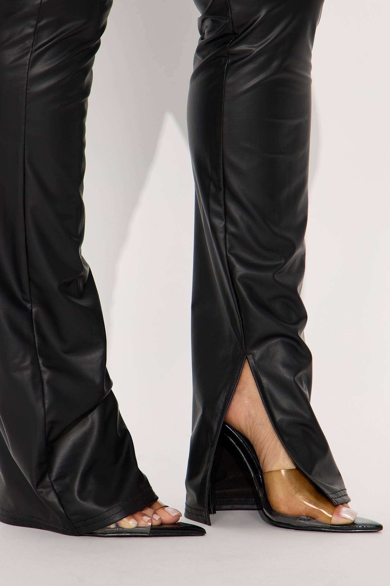 Wild Ride Asymmetrical Faux Leather Pant Set - Charcoal