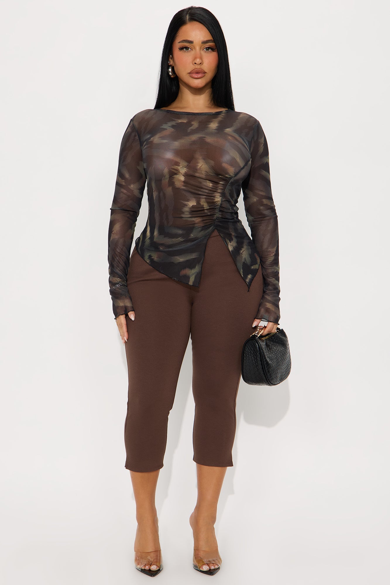 Elain Long Sleeve Mesh Top - Black/combo