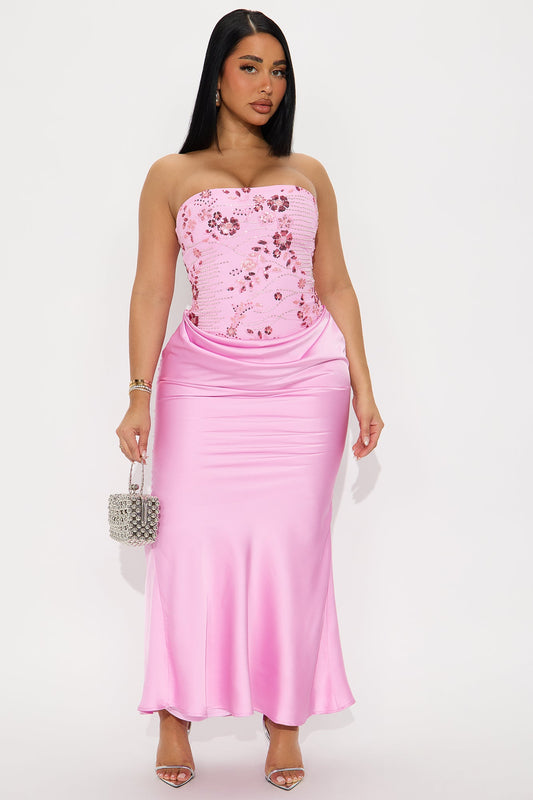 Obviously Glam Embellished Maxi Gown - Pink