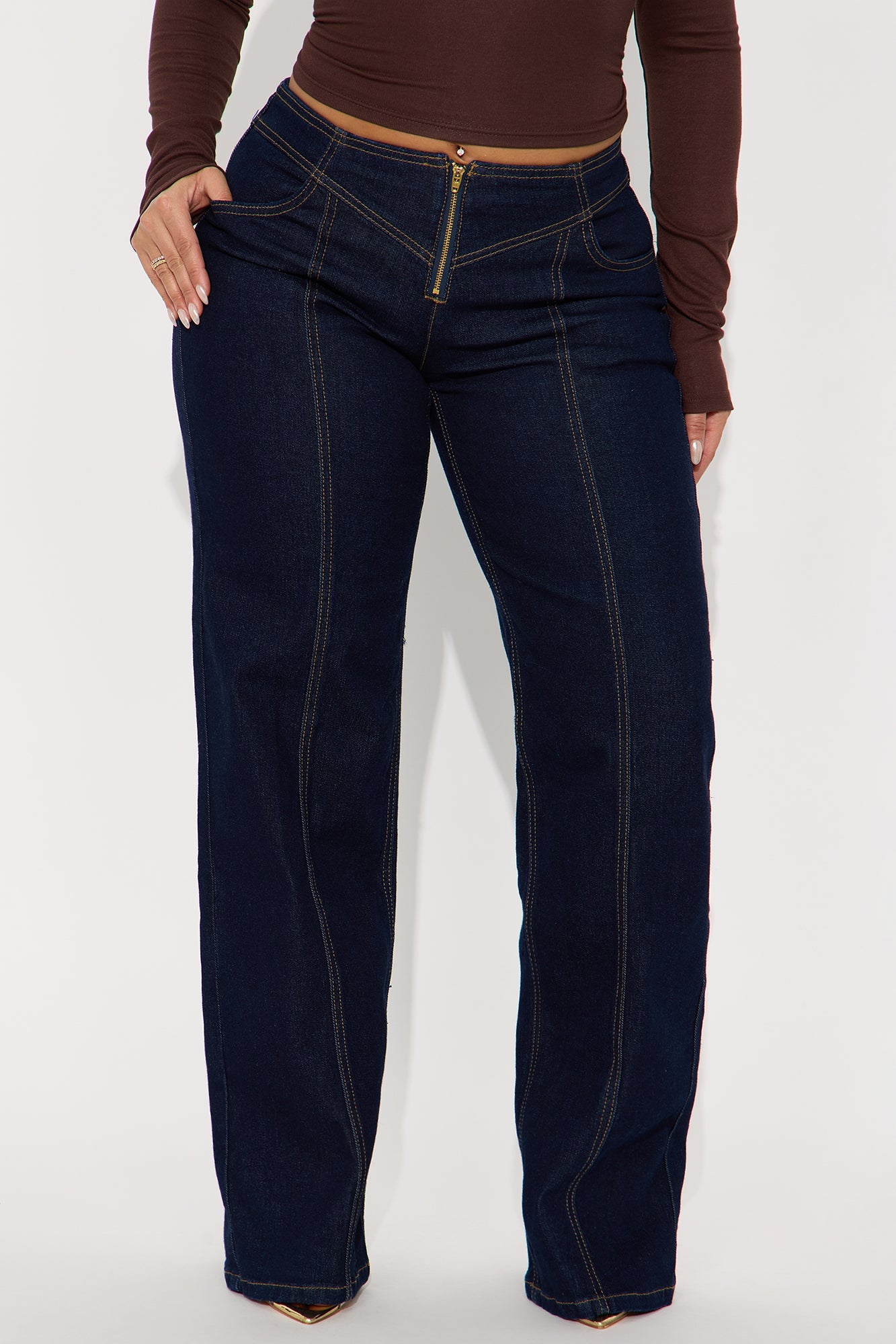 Austin Mid Rise Wide Leg Jeans - Dark Denim