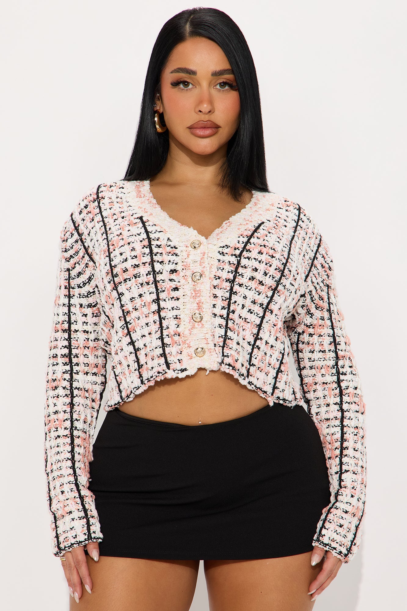 Your Favorite Frayed Hem Cardigan - Pink/combo