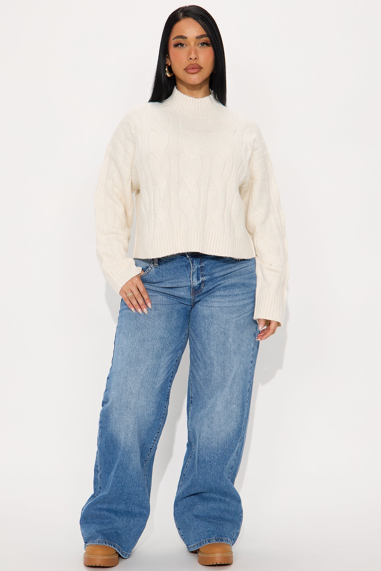 Cali Girl Cable Knit Sweater - Cream
