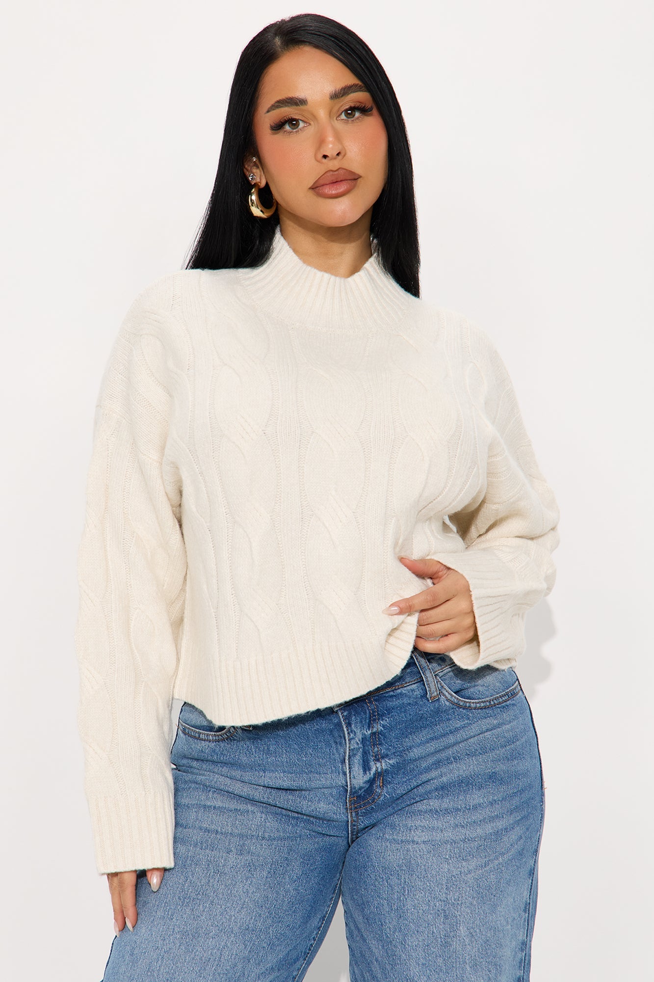 Cali Girl Cable Knit Sweater - Cream