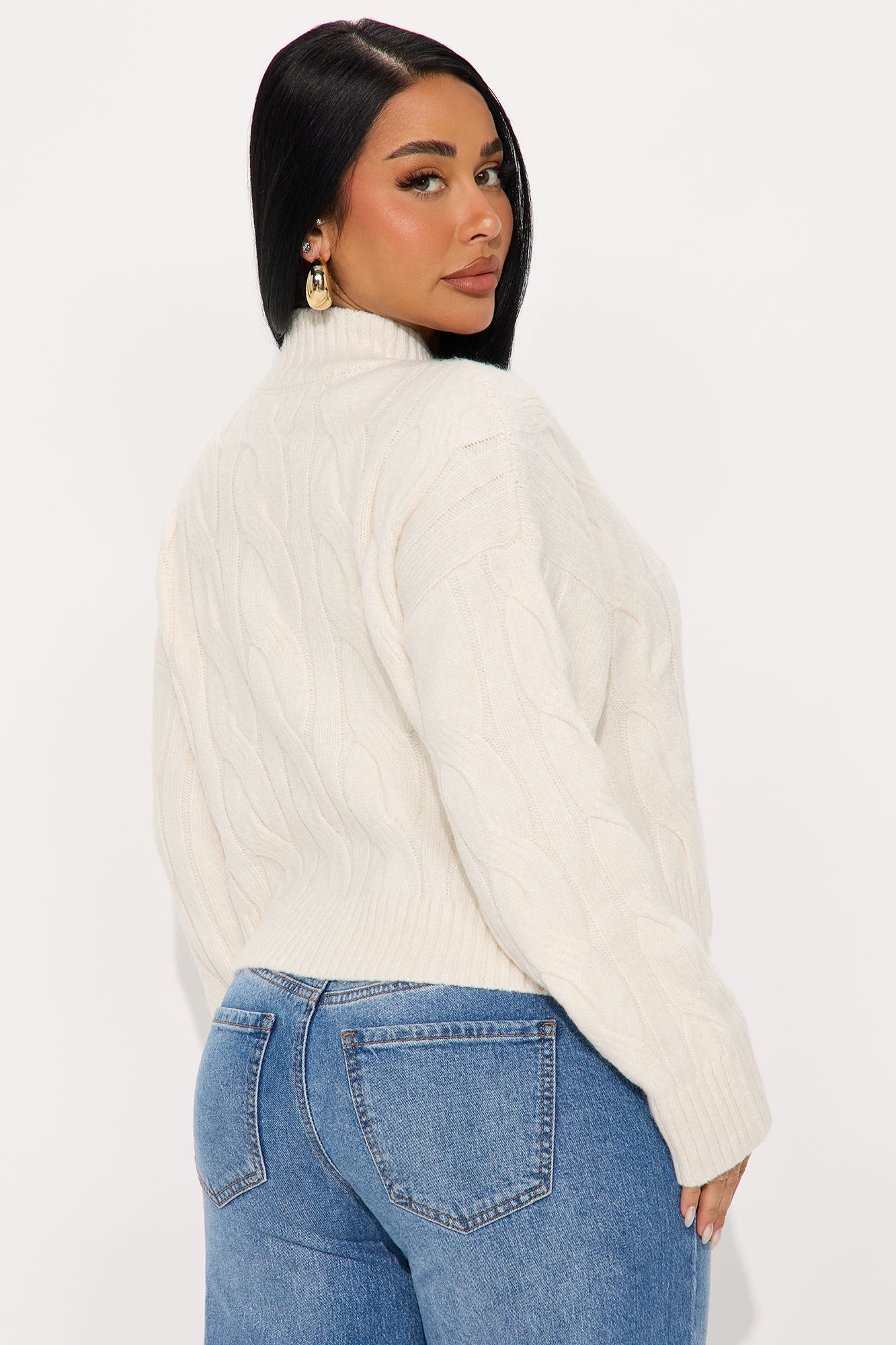 Cali Girl Cable Knit Sweater - Cream