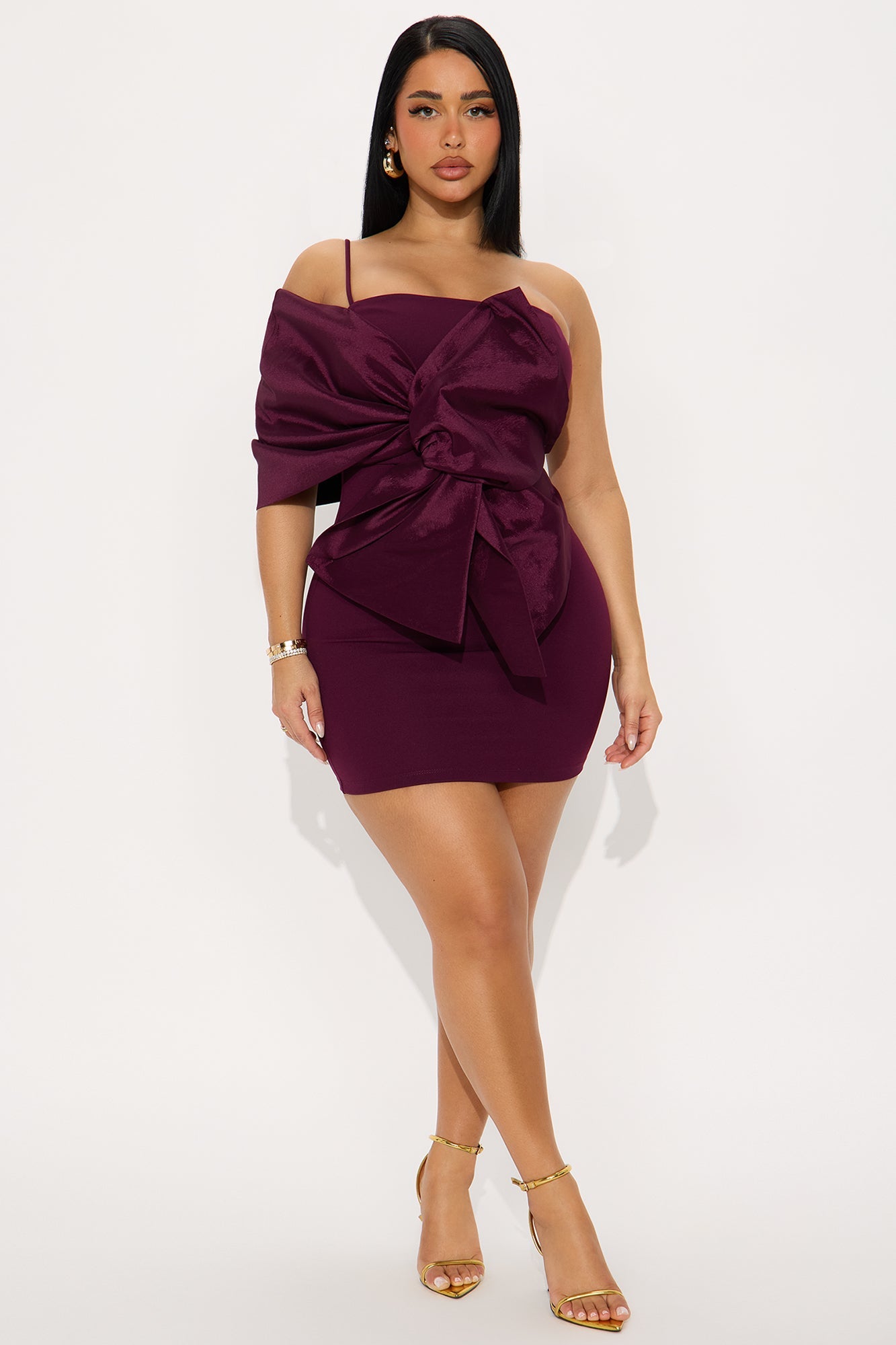 Rosalynn One Shoulder Mini Dress - Plum