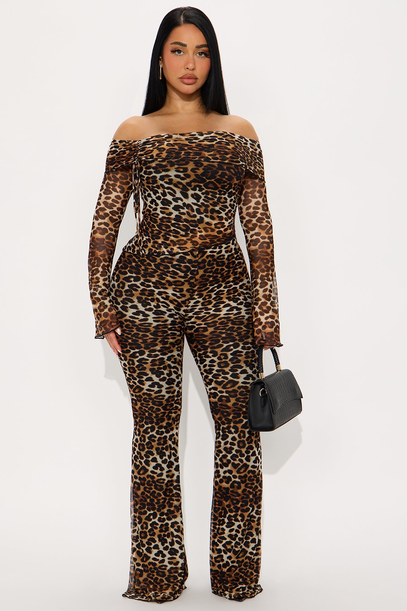Amaya 3 Piece Leopard Scarf Pant Set - Leopard