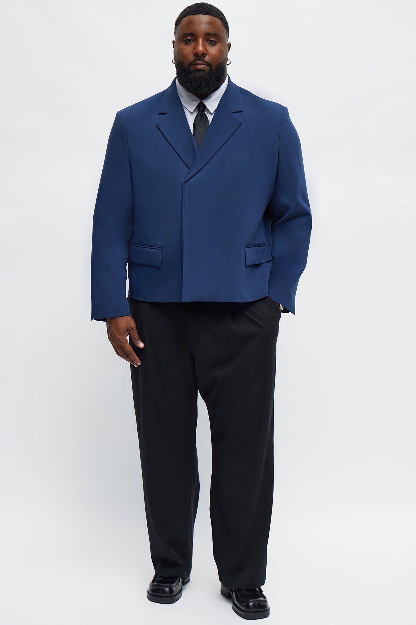 Ronan Cropped Double Breasted Blazer - Navy