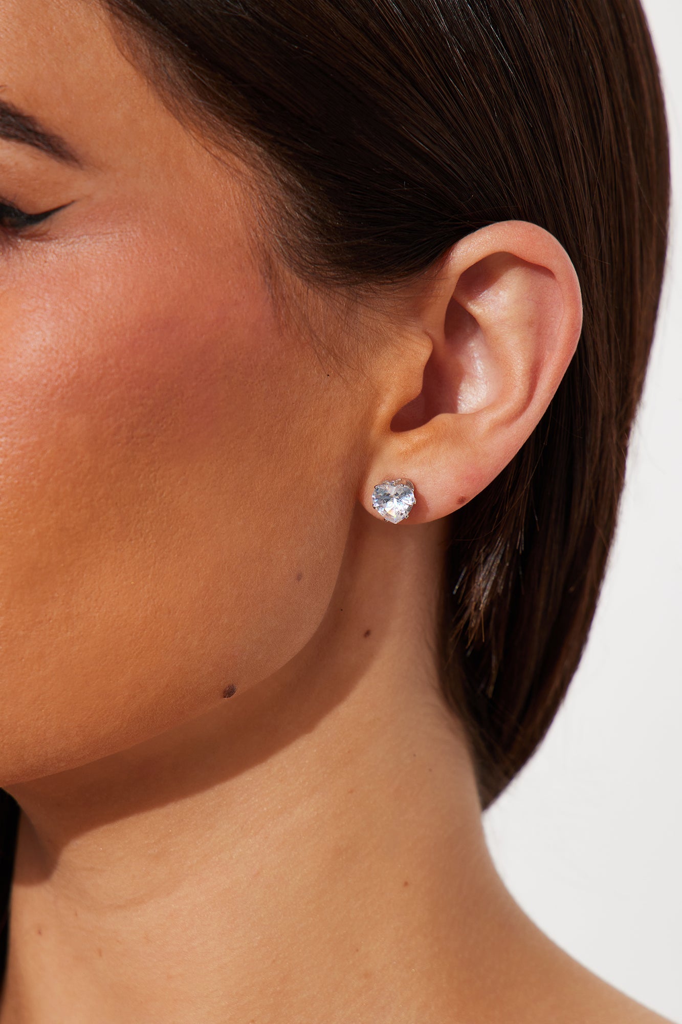 The Classic 9 Pair Rhinestone Stud Earrings - Silver