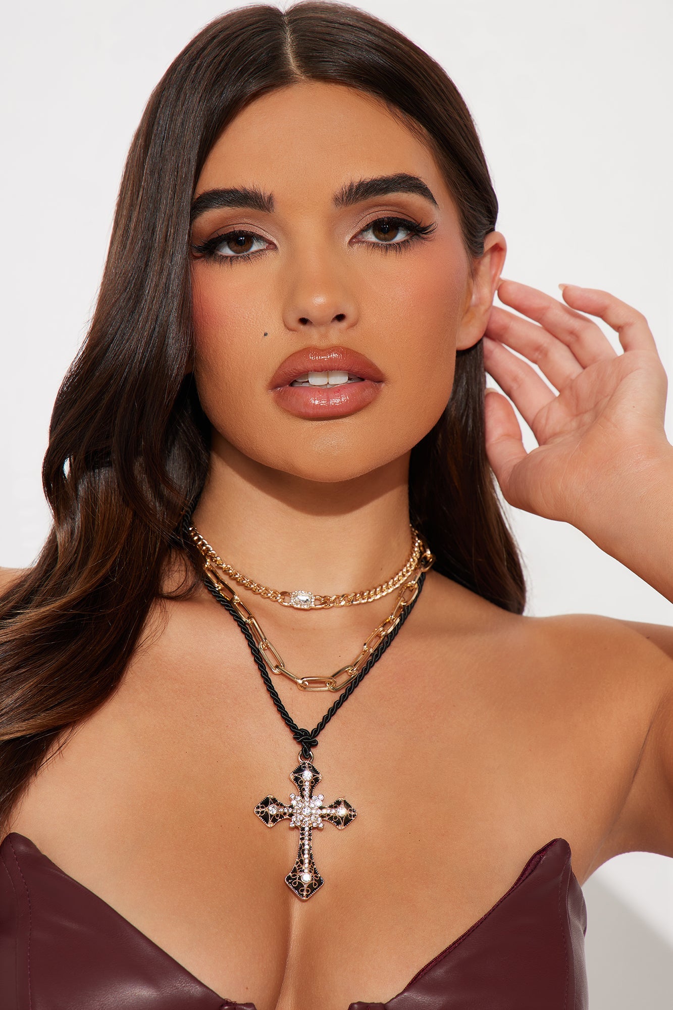 Sacred Moments Layered Choker Necklace - Gold/Black